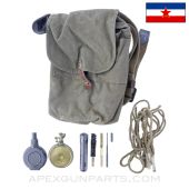 Yugoslavian AK-47 (4) 30rd Magazine Divided Pouch, w/ Carry Strap & Cleaning Accessory Set *Good*