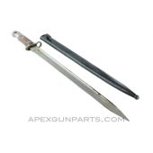 Yugoslavian M1924 Mauser Bayonet & Scabbard, UnMarked 14.5 Inch Long Blade, In the White, *Good to Very Good* 