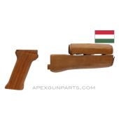 Hungarian AK-63D / AKM Wood Handguard Set w/Pistol Grip, Dark *Very Good* 