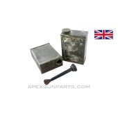 Vickers / Lewis / BREN MG MK1 Oil Bottle, With Brush, WWI, Steel *Good*