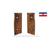 Yugoslavian M1924 Mauser Bayonet Grip Halves, Left & Right, With Drain Cut, Wood *NOS*