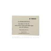 Gewehr G43 / Karabiner K43 Operator's Manual, Kept In Rifle, Translation & Reprint of the Original 1944 Paperback *NEW*