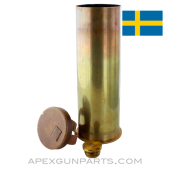 Bofors 75mm Mod28 Unfired Brass Cartridge, w/ Spent Primer *NOS* 