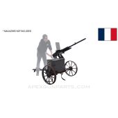 Hotchkiss M1930 Heavy Machine Cannon Display w/ Wheeled Carriage, Cradle Assembly and Magazine Boxes, 13.2MM