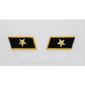 Chinese PLA Collar Tabs, Black with Gold Trim and Star, Military *NOS*