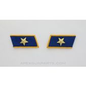 Chinese PLA Collar Tabs, Blue with Gold Trim and Star, Military *NOS*