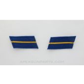 Chinese PLA Collar Tabs, Blue with Gold Stripe, Military *NOS*
