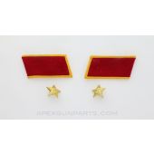 Chinese PLA Collar Tabs, Red with Gold Trim and Star, Military *NOS*