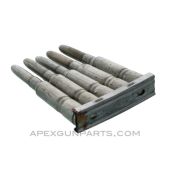(5) Pack Dummy Rounds with (1) Swedish Mauser M96 Stripper Clip, 6.5mm, Silver w/Round Nose, *Good, Rusty* 