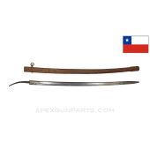 1890's Chilean Cavalry Sabre Heavy Blade, French Made, No Handle, *Rusty Scabbard / Fair* 