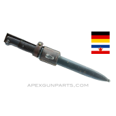 German WWII K98 Mauser Bayonet & Scabbard, Brown Bakelite Grips, Yugo Leather Frog, *Good* 