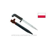Polish AK-47 Type 1 Bayonet and Scabbard, Brown Bakelite, *Good* 