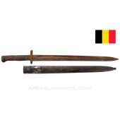 FN Model 24 Mauser Bayonet and Scabbard, Rusty/Pitted *Poor*