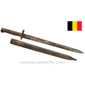 FN Model 24 Mauser Bayonet & Scabbard, 15" Blade, No Catch, *Fair / Rusty* 