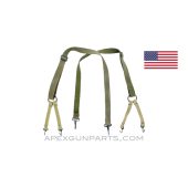 M1941 USMC Suspenders, OD Green Shoulder Straps / Khaki Short Straps, *Good* 