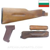Bulgarian AK-74 Wood Stock Set, w/ Polymer Pistol Grip, *Good*