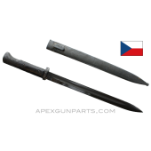 G24(T) Mauser Bayonet w/Wood Grips & Scabbard, DOT / Czech Marked, Blued, *Good* 