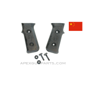 PPS-43 Pistol Grip Halves, Left & Right, w/ Screws, Black Plastic, Chinese, *Good*