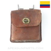 M1 Carbine 15rd Magazine Belt Pouch, Holds 2, Brown Leather, Colombian, *Good*