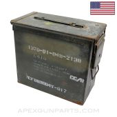 US M206 Countermeasure Flare Can, Steel, Green, 12"x5.375"x10.25", .50 Cal Can *Good*