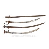 18th Century Indian Talwar Battle Sword, Heavily Used, Bent Blades, Broken Handles, Missing Point