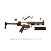 H&K MP5SD Parts Kit, 8.5" BBL, 4 Position Lower (0, 1, 2, F), 2 Position A3 Collapsible Stock, 9mm NATO, *Very Good* 
