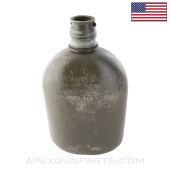 U.S. Surplus 1 Quart Canteen, No Lid, Plastic, OD Green, *Good*