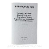 SS18-1000 20mm Anti-Tank Rifle Operator's Manual, Translation & Reprint, Paperback, *NEW*