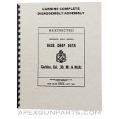 M1 / M1A1 .30 Cal. Carbine Disassembly / Assembly Manual, Base Shop Data, Reprint of Original, Paperback, *NEW*