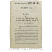 Ordnance Supply Catalog, 37mm/40mm Anti-Aircraft Tool Sets, ORD 6 SNL A-35, Paperback *Very Good*