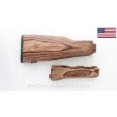 AK-47 Stock Set, Brown Laminate, USA Made 922(r) Compliant, Double Rear Tang, *Shopworn / As-Is*