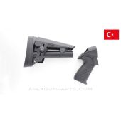 PANZER M4 / Benelli M4 Shotgun and Clones 3 Position Telescopic Stock with Pistol Grip, Adjustable Cheek Riser, Missing Push Button, Black *NEW / As-Is*