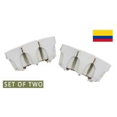 SPECIAL! Set of Two, Mauser Rifle Ammo Pouch, 3-Pocket, White Leather, Colombian *Very Good* 