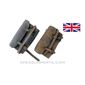 Vickers .303 Tripod Tool Pouch, Leather, Verdigris on Brass, Sold *As Is* 