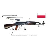 1958 Polish KbK Model "N" Milled AK-47 Parts Kit, Laminated Furniture, Scope Rail, Light Rust, 7.62X39 