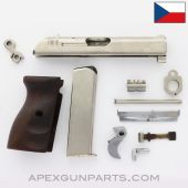CZ27 Parts Grouping, w/ Custom Wood Grip, 7rd Magazine, Nickel, 7.65 *Good*