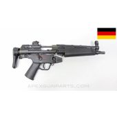 H&K MP5 Parts Kit, 8.5" 3-Lug Barrel, 4 Position Navy Lower, A3 Collapsible Stock, Black, 9mm NATO *Very Good* 