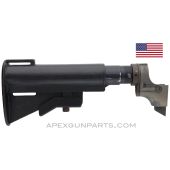 Colt M16A1 Carbine Stock Assembly, 3-Position Adjustable, Black Fiberlite w/Crack, Early Castle Nut *Fair* 