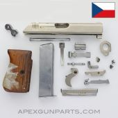CZ27 Parts Grouping, w/ Wood Grip, 7rd Magazine, Late WW2 Marked, Nickel, 7.65 *Good* 