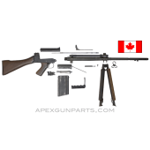 Canadian C2A1 FAL Heavy Rifle Parts Kit, 21" Barrel, Wood Stock with Bipod, 7.62X51 NATO, w/(1) Magazine, *Good* 