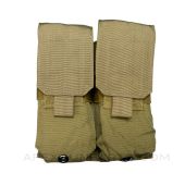 Double M4 Magazine Pouch, Holds 4 Mags, Velcro Retention, Molle Mounted, Coyote *Very Good*