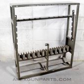 USGI M16 / M16A1 Rifle Rack w/ Data Plate, Luke Air Force Base Marked, Aluminum with Steel Lock Bars, O.D. Green *Good* 